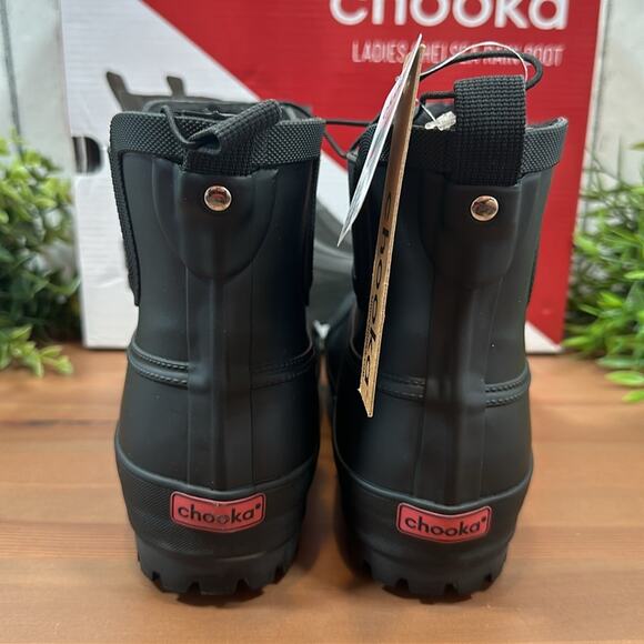 Chooka Women's Black Duck Chelsea Rain Boots Size 6 - Picture 5 of 9